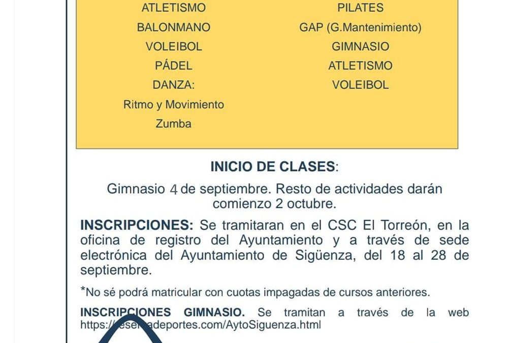 Inscripciones en la Escuela Municipal de Deportes